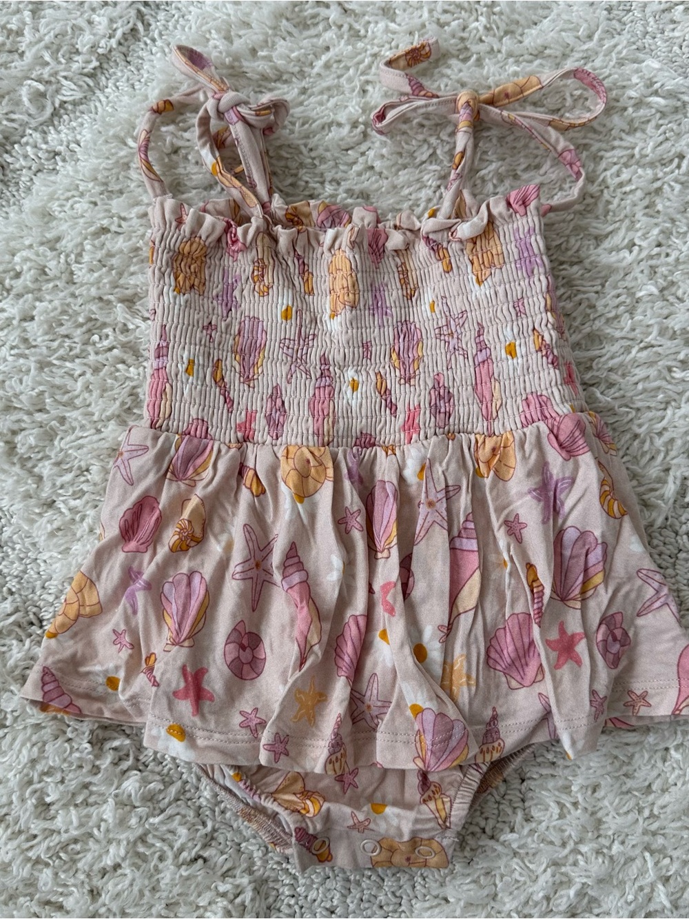 In My Jammers Beach Babe Smocked Ruffle Bubble Romper Jammers x Karissa Abbott
